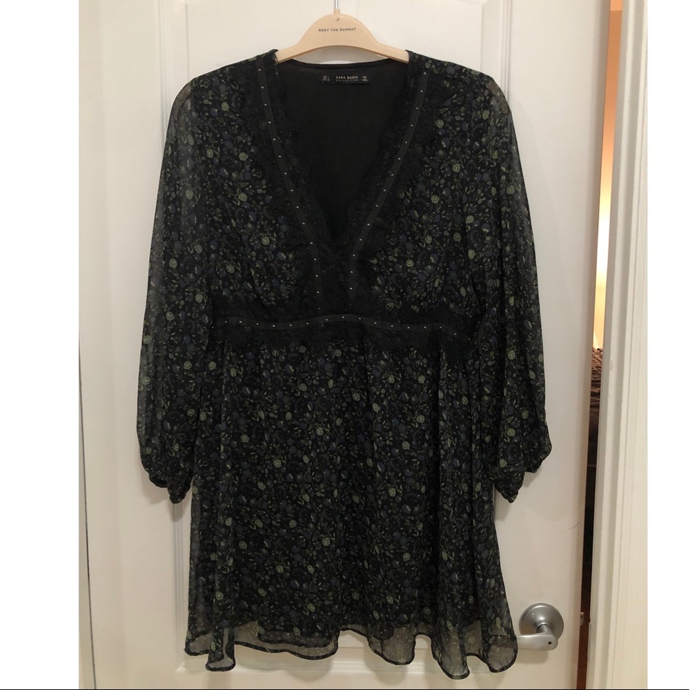 Zara Floral Dress with Lace Detail, Elastic Waist